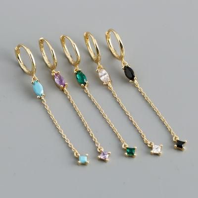 Fashion S925 Sterling Silver Jewelry Circle Tassel Hoop Earrings for Women