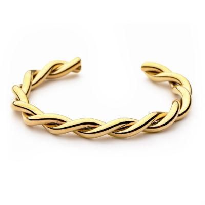 Twisted Line Silver Gold Plated Irregular High Cuff Bangle Bracelets Women Ladies