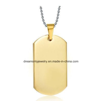 Wholesale Cool Military Army Style Stainless Steel Polished Dog Tag Charm Pendant Bead Chain Necklace Gift