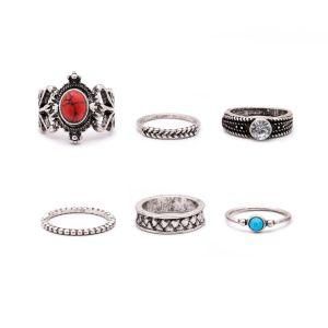 Fashion Jewelry Anti Silver Plated Bohemian Women Rings Set