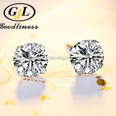 Color Zircon Fashion Four Cclaw Silver Crystal Earring Jewelry