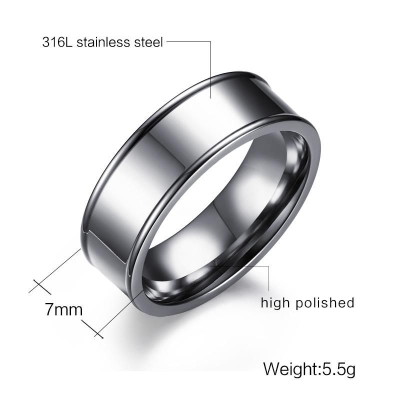 Factory Grooved Custom Ring Jewelry Matte Steel Rings for Men