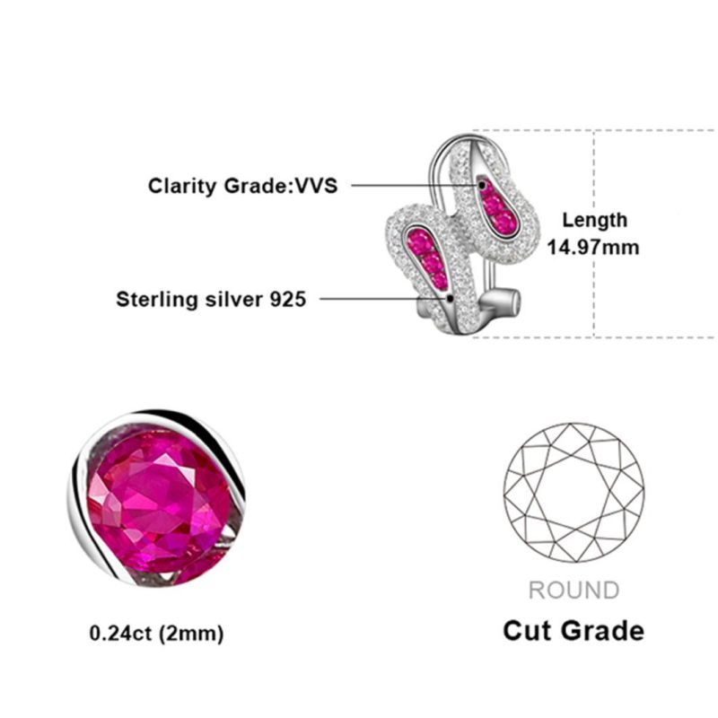 S925 Simple Red Corundum Earrings European Creative Earrings Fresh and Elegant Female