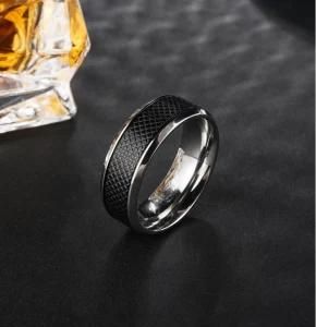 Unique Fashion 2021 Man Ring Steel Leather Stainless Steel Ring