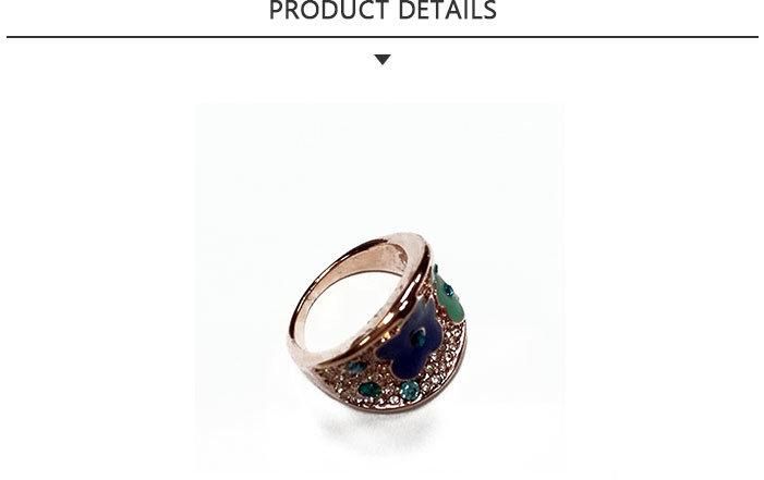 Vintage Fashion Imitation Jewelry Gold Ring with Rhinestone