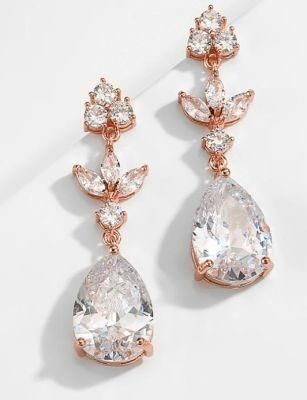Wedding Earring, , Bridal Earring, Bridal CZ Earring Jewelry, Rose Gold Earring, Bridal Wedding Jewelry