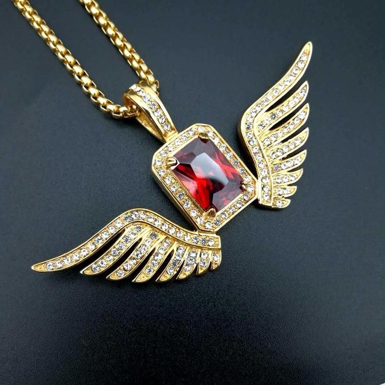 Wings Flying Luxury Full Drill Plated Titanium Steel Necklace