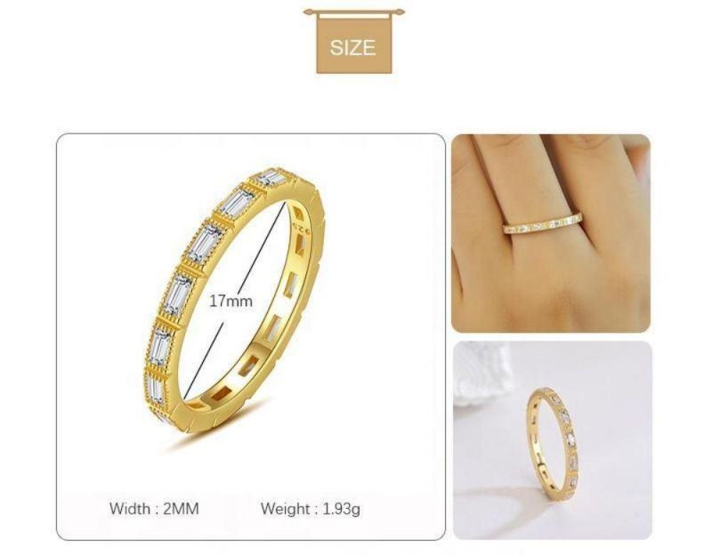 Real 925 Sterling Silver Rings Square Zircon Fashion Rings Women Light Luxury Wedding Engagement Jewelry Gift