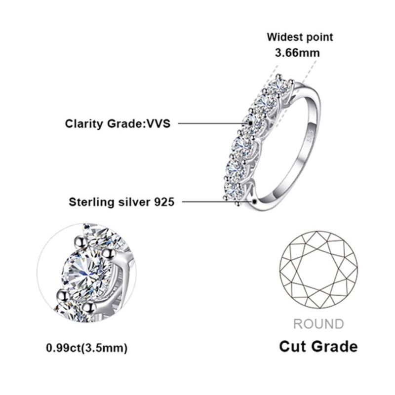 925 Sterling Silver Rings Cubic Zirconia Rings CZ Bands Engagement Eternity Rings