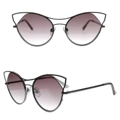 New Design Trendy Metal Cat Eye Sunglasses with Twin Nose Bridges