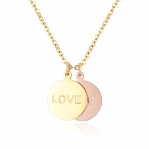 Gold-Plated Stainless Steel Couple Round Necklace