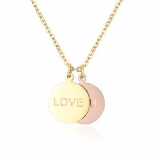 Gold-Plated Stainless Steel Couple Round Necklace
