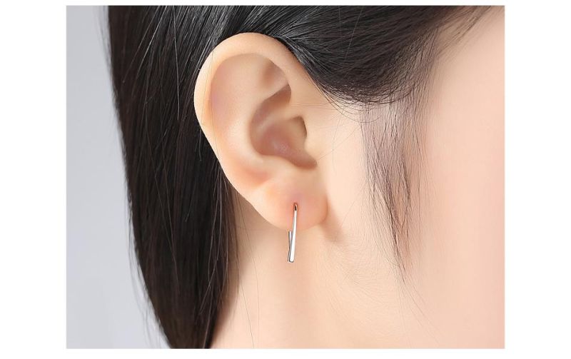 Minimal Jewelry 925 Silver Plain Gold Baguette Earrings Statement