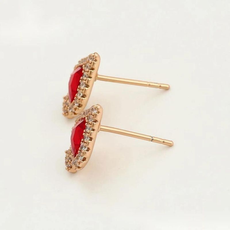 Fashion Jewelry Dubai 18K Gold-Plated Fashion Luxury Vintage Red Peach a Crystal Earrings