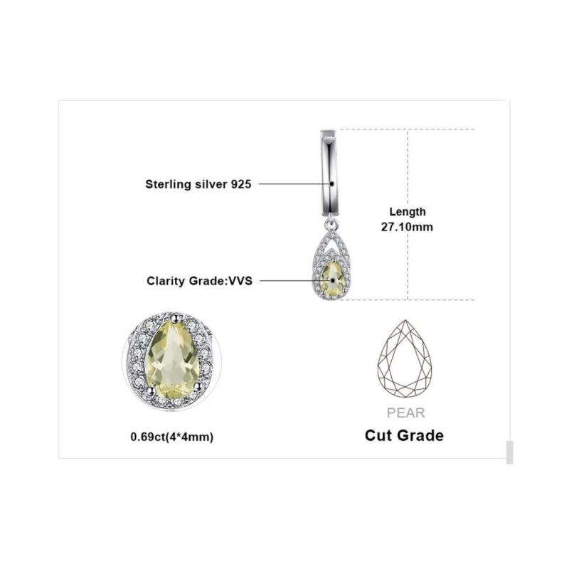 Gemstone Jewelry Elegant Genuine Lemon Quartz Dangle Earrings Sterling Silver Jewelry