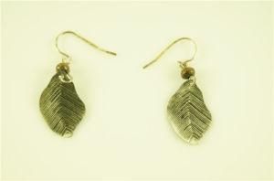Textured Alloy Leaf Disc Earring