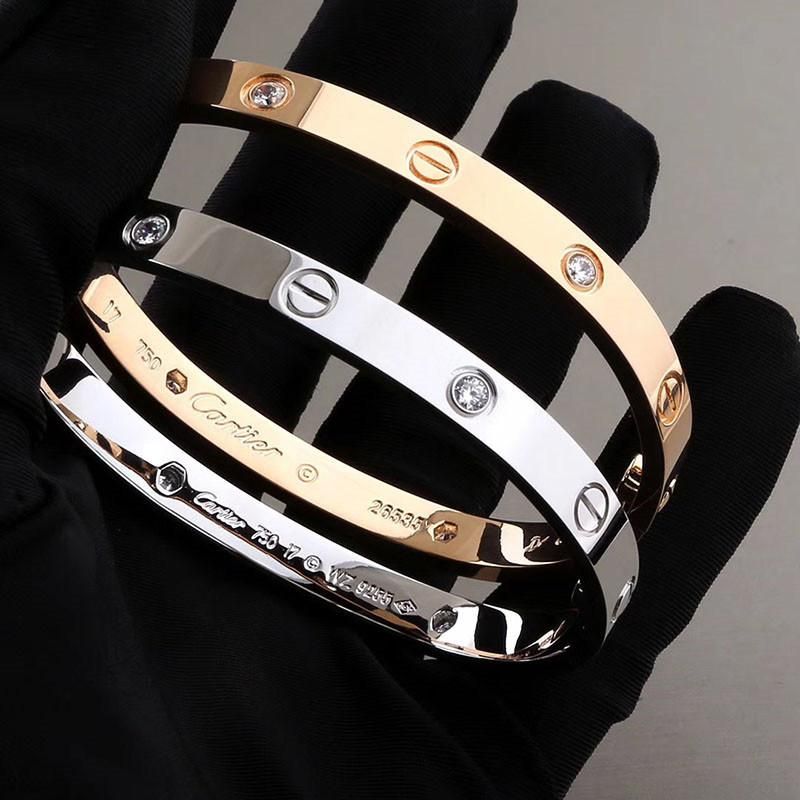 Jewelry 316 Stainless Steel Love Screwdriver Inlaid CZ Zircon Stone Bangle Bracelet Love Cross Design Bangles Bracelet