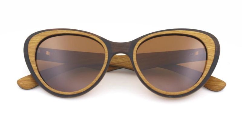 Ready to Ship No MOQ Cat Eye Nature Wood Sunglasses Polarized Sun Glasses