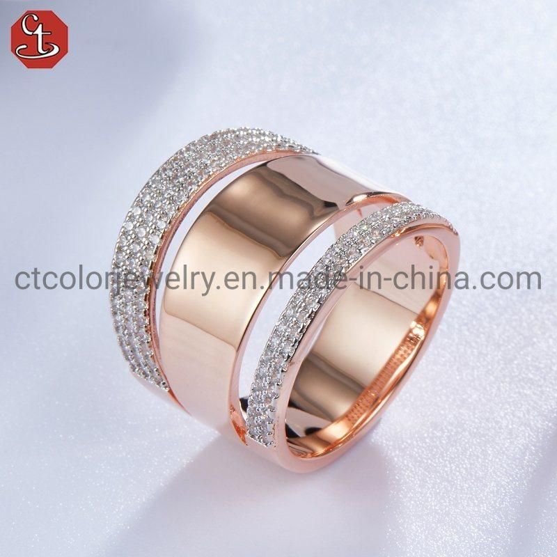 925 Sterling Silver Fashion Jewelry Rose Gold Plated Luxury Ring for Women