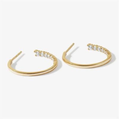 High Quality MIDI Hoop Earrings in Gold Plated Sterling Silver Crystal