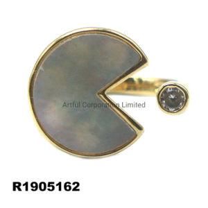 Fashion Ring/Silver Ring/Fashion Shell Ring/with Shell in Rhodium Plating