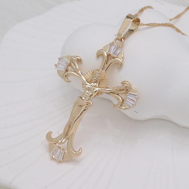 Wholesale Cubic Zirconia Jesus Cross Jewelry Necklace