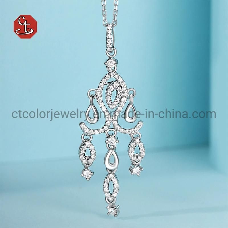 Fashion Customized Jewellery 925 Sterling Silver Cubic Zircon Creative Design Women Necklace