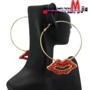 New Basketball Wives Poparazzi Iced out Lip High Quality Hoop Earring - Xe1070