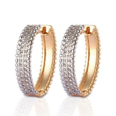 Women Costume Imitation Fashion 14K 18K Gold Plated Jewelry with CZ Pearl Huggie Hoop Earring
