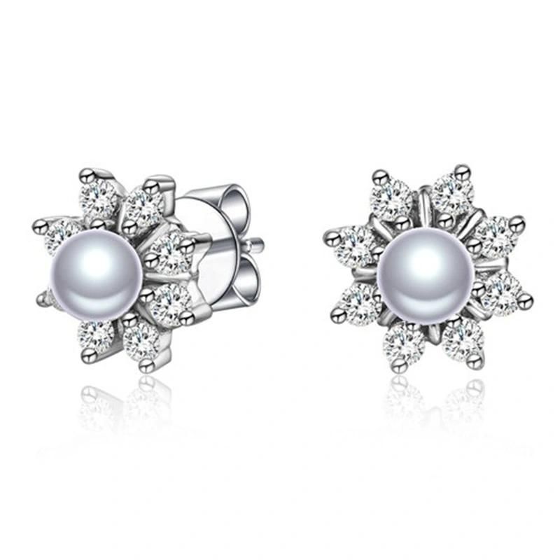 925 Silver Sun Shape Pearl Earring for Girls
