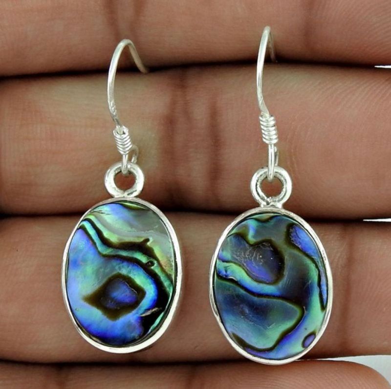 Abalone Shell Gemstone Earring Party Wear 925 Sterling Silver Earrings Handmade Jewelry Wholesaler