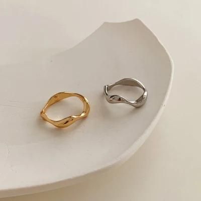 18K Gold Silver Plated Minimalist Irregular Finger Ring for Women