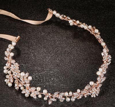 Rose Gold Crystal Headband Headpiece. Bridal Weddng Crystal Hair Vines Hair Comb Headband