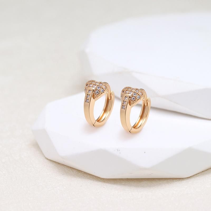 18K Gold Brass Hoop Dainty Luxury Heart Earrings