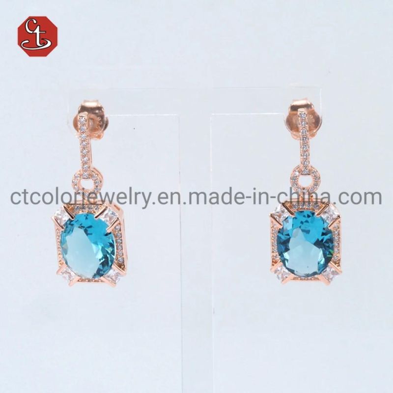 Fashion Accessories Jewelry Blue Gemstone AAA+ Zirconia Silver Earring