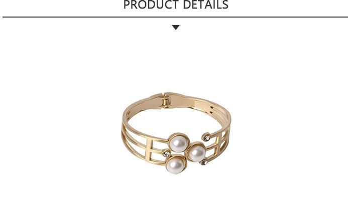 2020 Most Popular Gold Plated Bangle with Plastic Pearl
