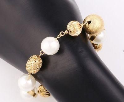 Wholesale New Fashion Unique Design Alloy Jewelry Gold Plated Pearl Charm Bracelet