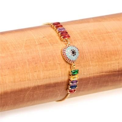 Wholesale Turkey Jewelry Gold Plate CZ Dimond Evil Eye Bracelet