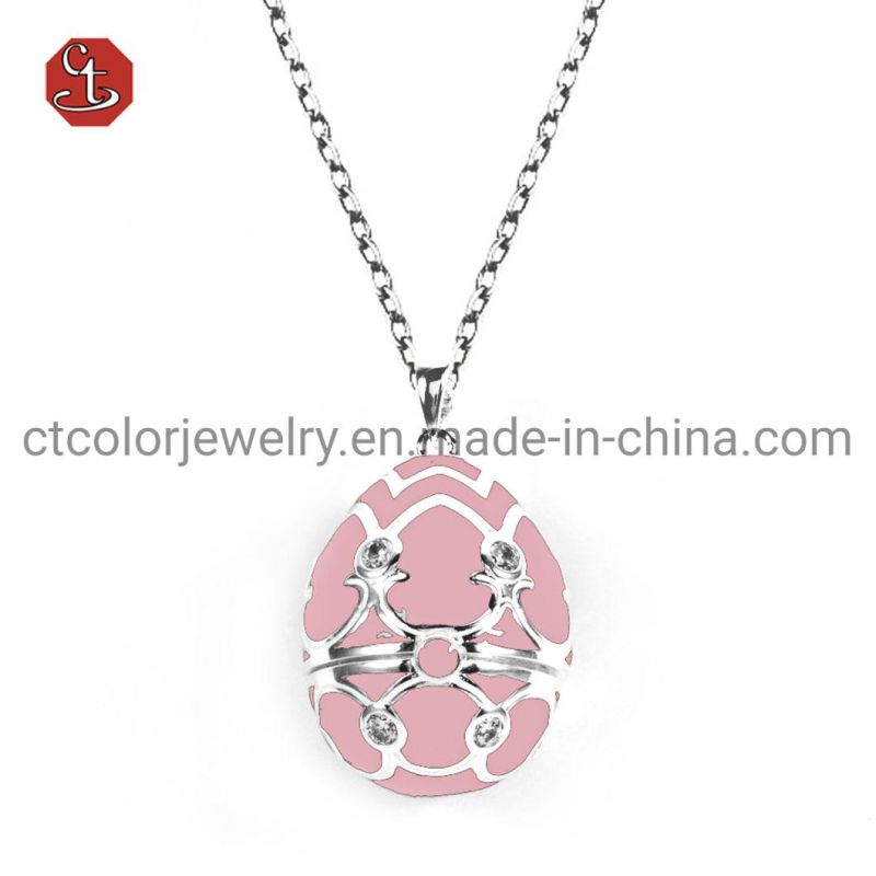 Turquoise Enamel Silver Necklace with Cubic Zircon Fashion 925 Sterling Silver Pendant and Necklace