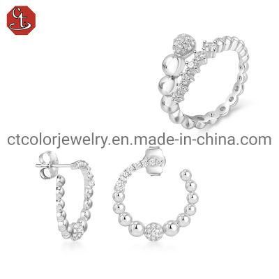 Fashion Jewelry Women 925 Sterling Silver Custom Design Cubic Zirconia Earrings Jewelry set