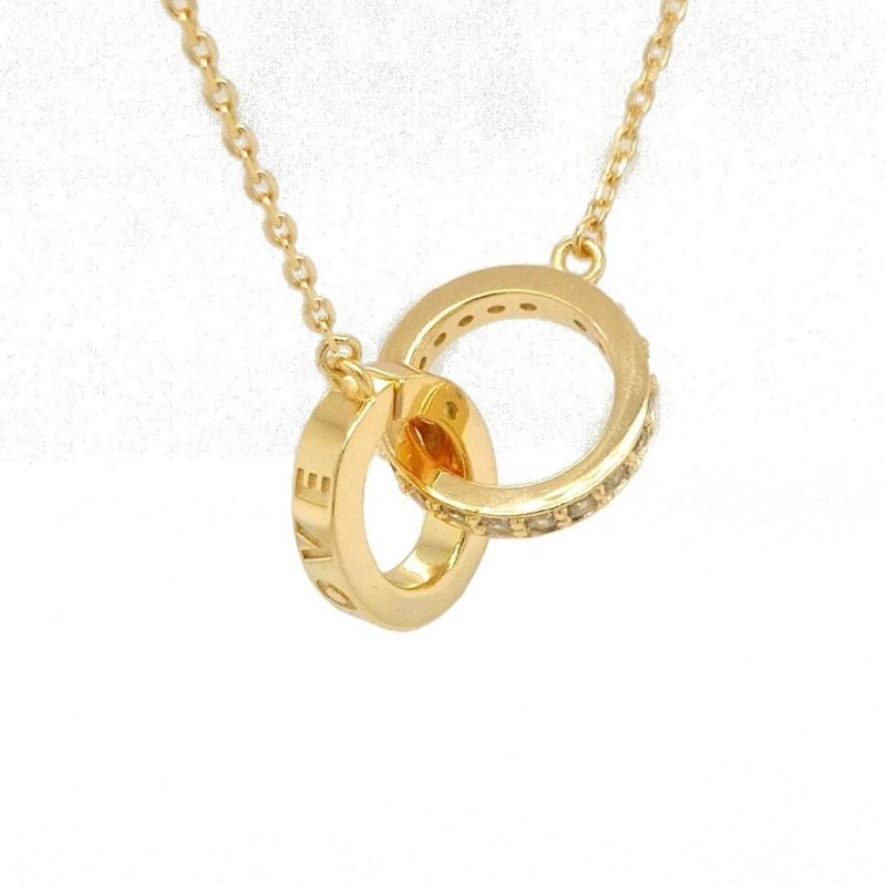 Minimalist Non Tarnish Gold Jewelry Roman Double Rings Necklace