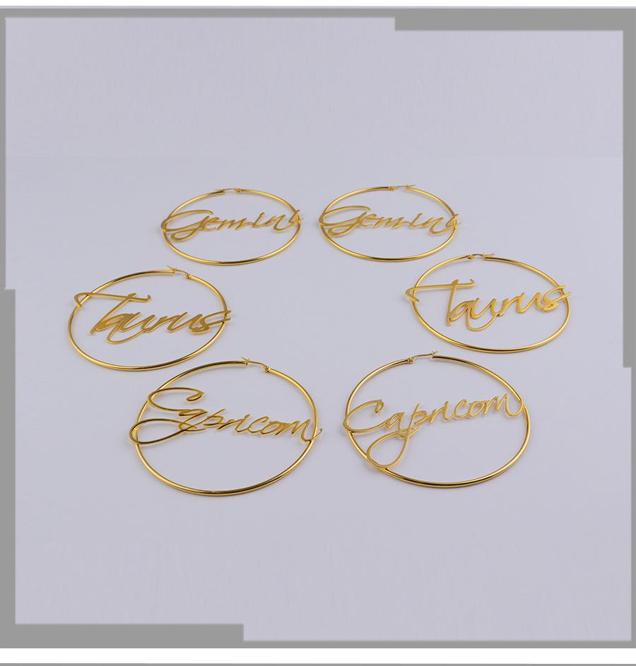 Large circle gold hollow female earrings