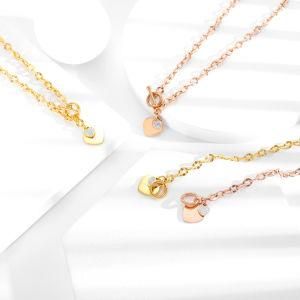 Gold-Plated Stainless Steel Love Peach Heart Ot Buckle Clavicle Chain