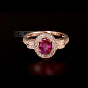 Popular Pure 925 Silver Ring with Rose Gold Plated &amp; Ruby CZ Stone