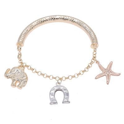 Tri-Color Pendant Gold Plated Fashion Bracelet