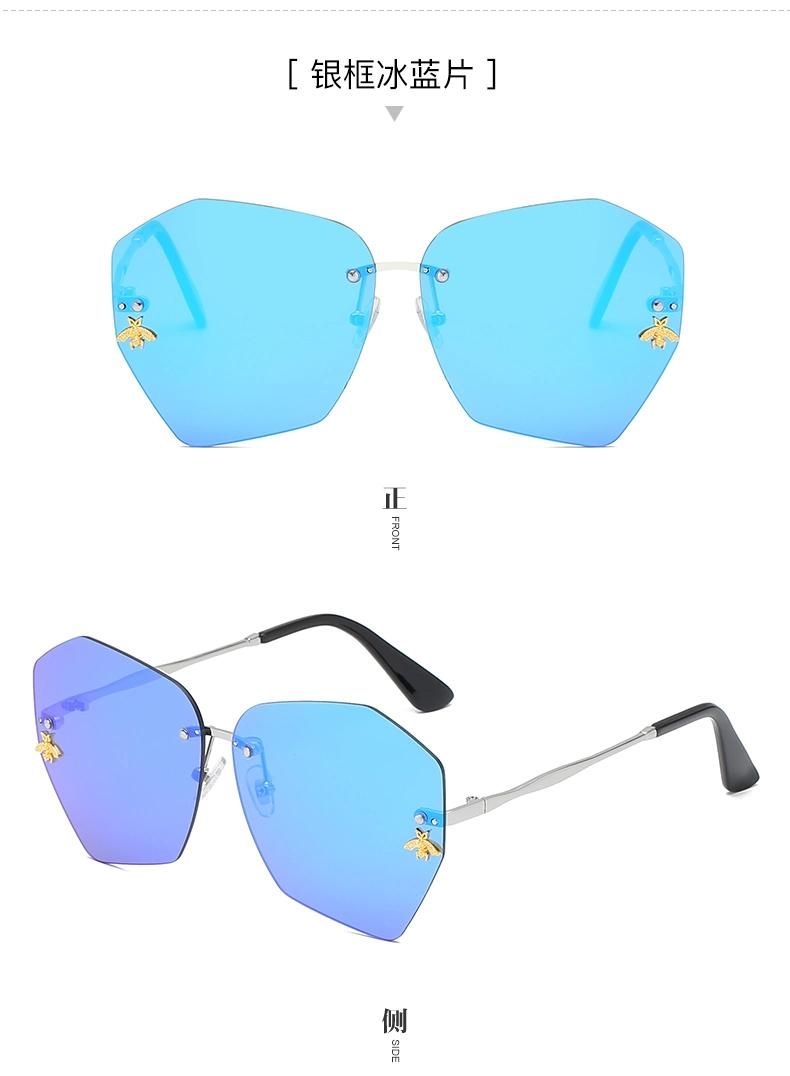 New Women Sunglasses Rimless UV400 Brand Designer High Quality Gradient Sun Glasses Female with Box