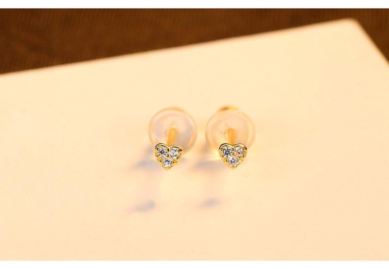 Cute Stub Earring for Women Heart Shaped Earrings with Crystals