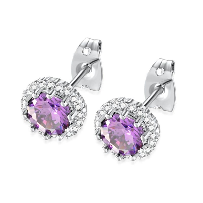 Hot Selling Jewelry 12 Month Colorful Birthstone Stud Earrings