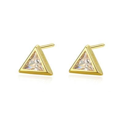 Glossy Diamond Cute Little Triangle Silver Earrings Stud