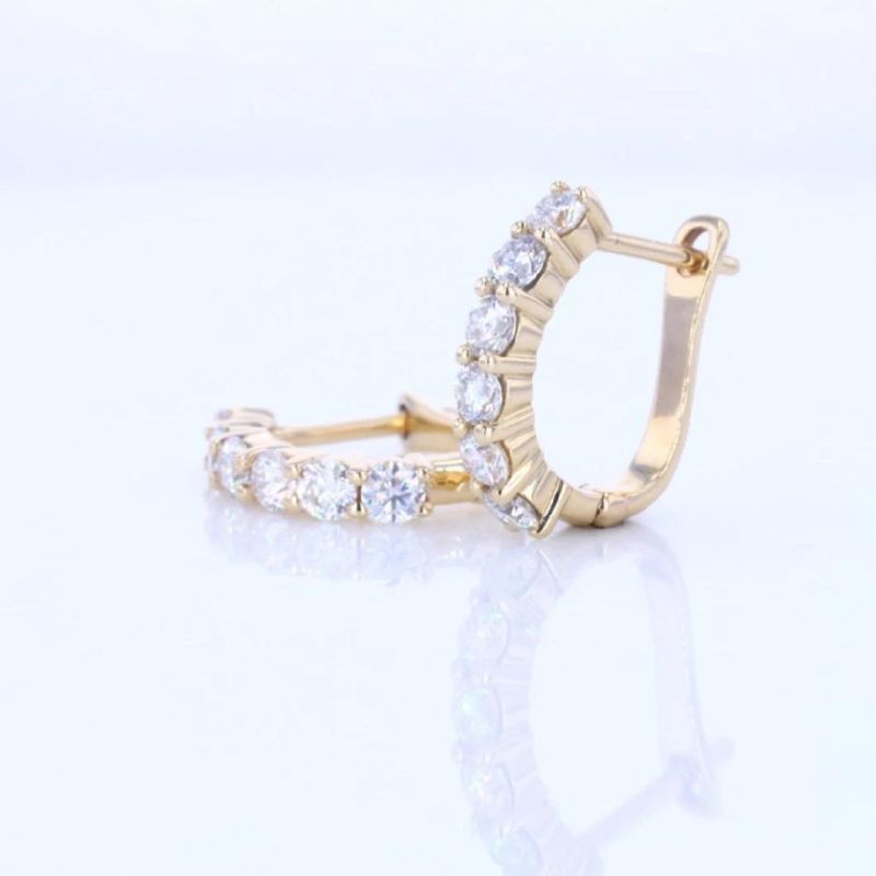 Fashion Style 14K Yellow Gold Plated Moissanite Diamond Hoop Earrings for Gift